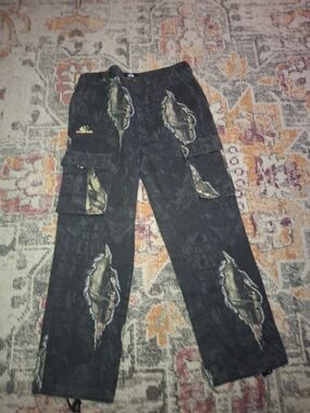 Men's Black Graphic Cargo Pants - Mossy Oak With Camo